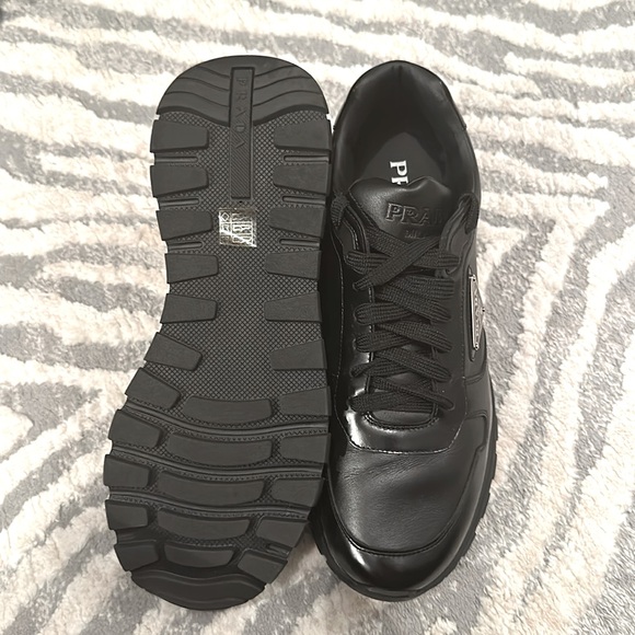 Mens Prada “Prax” Leather Sneakers in Black Brand New condition Size U.S. 9 - Picture 4 of 5